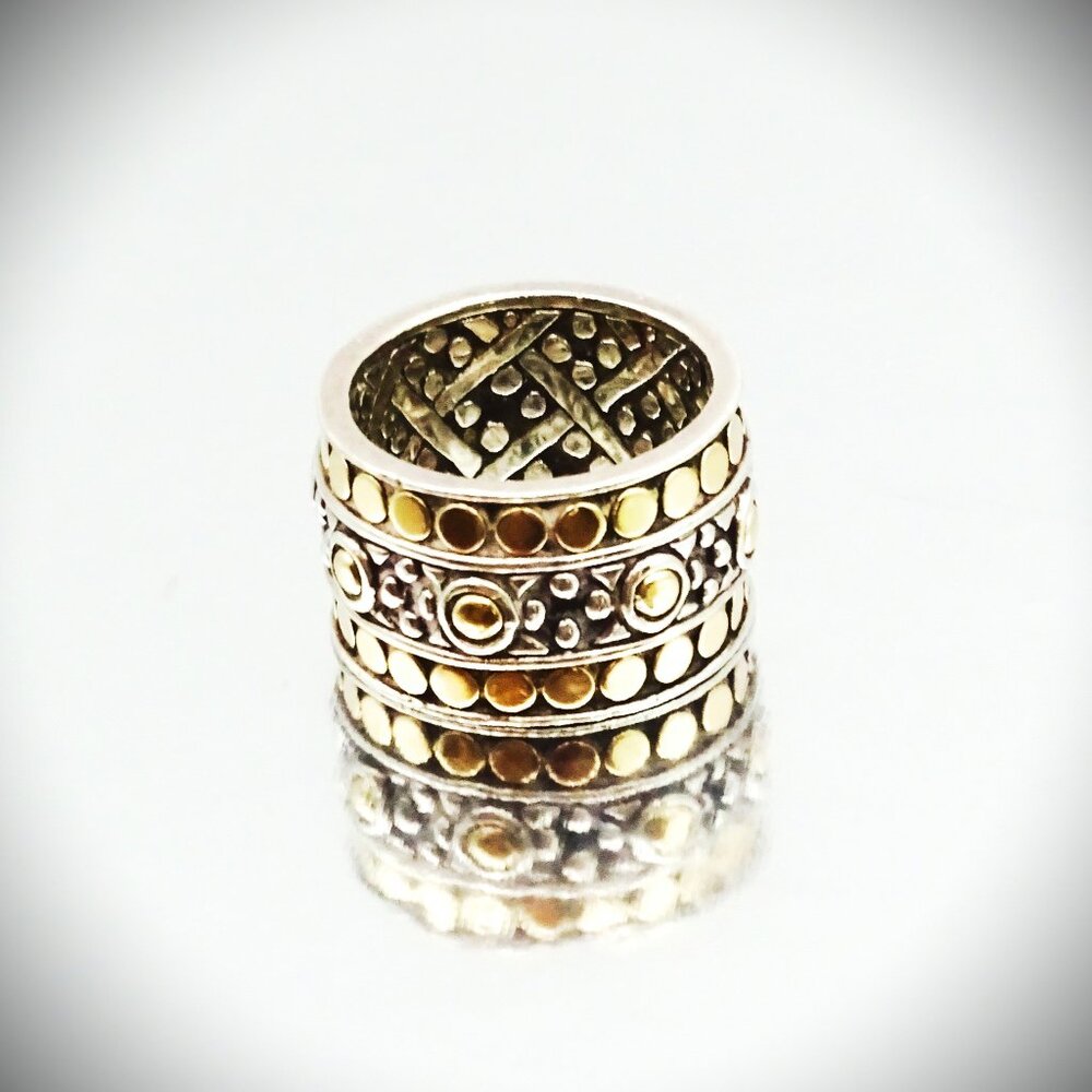 JOHN HARDY Dot Collection Sterling Silver 18K Gold Band Ring Size 7.5 - Picture 6 of 8